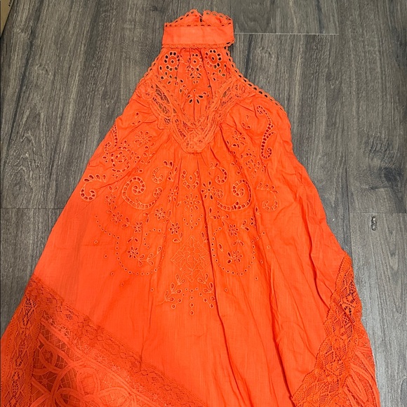 NWT! Anthropologie Orange Halter Cutwork Lace Dress 🐾 - Picture 4 of 6